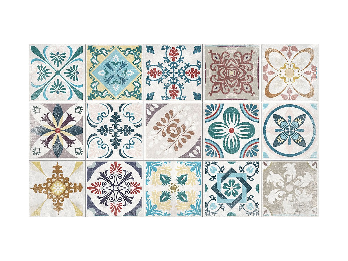 Alfombra cocina vinilo simulando baldosas cemento SANTANDER- 49.5 x 83