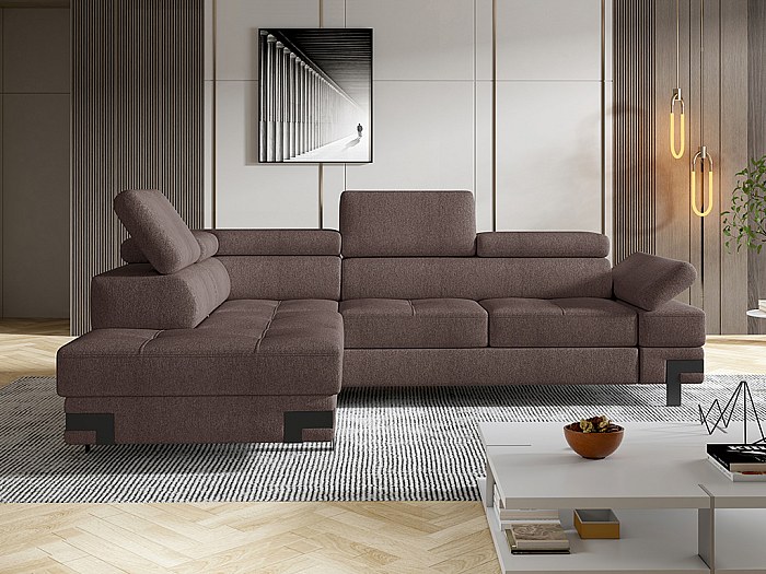 Ecksofa mit Schlaffunktion DAMIEN II Stoff Taupe Ecke Links