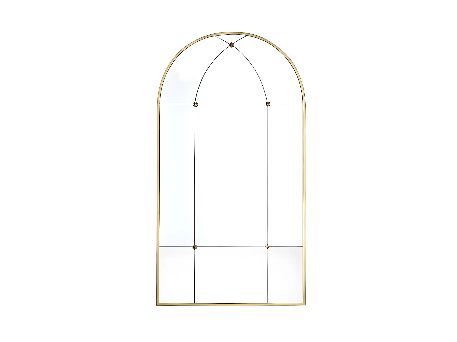 Espelho estilo janela vintage em metal de C. 80 x A. 150 cm cor dourado antigo - PALMYRE