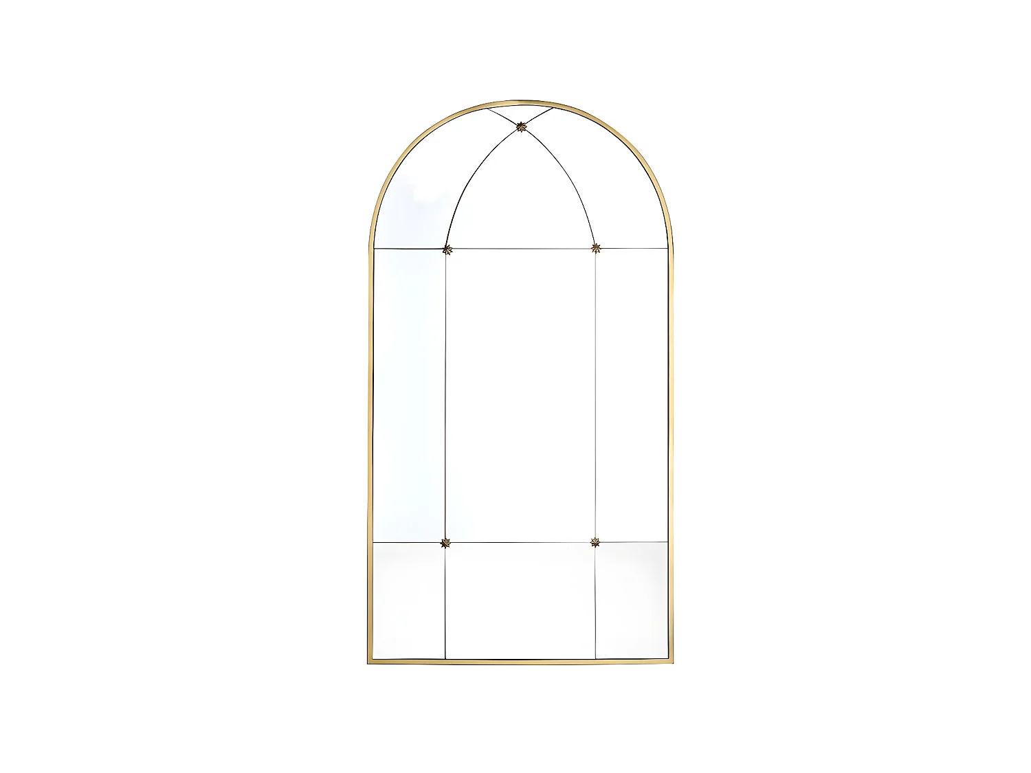 Spiegel Vintage Fenster-Optik - Metall - 80 x 150 cm - Goldfarben - PALMYRE