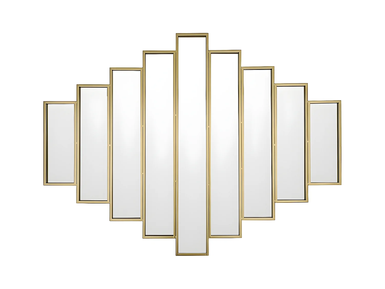 Miroir Art Deco symétrique en métal - L. 120 x H. 90 cm - Doré - GALICE
