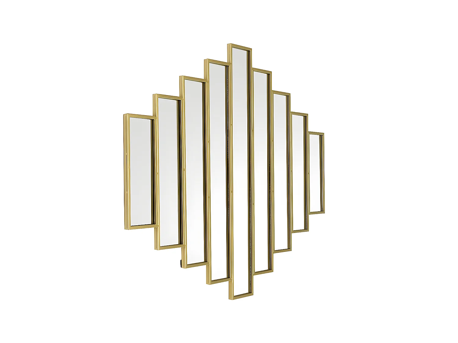 Miroir Art Deco symétrique en métal - L. 120 x H. 90 cm - Doré - GALICE