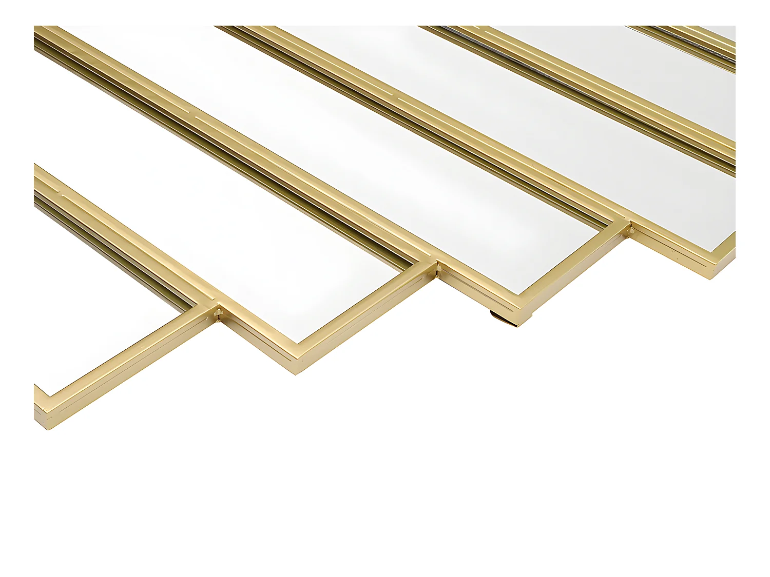 Miroir Art Deco symétrique en métal - L. 120 x H. 90 cm - Doré - GALICE