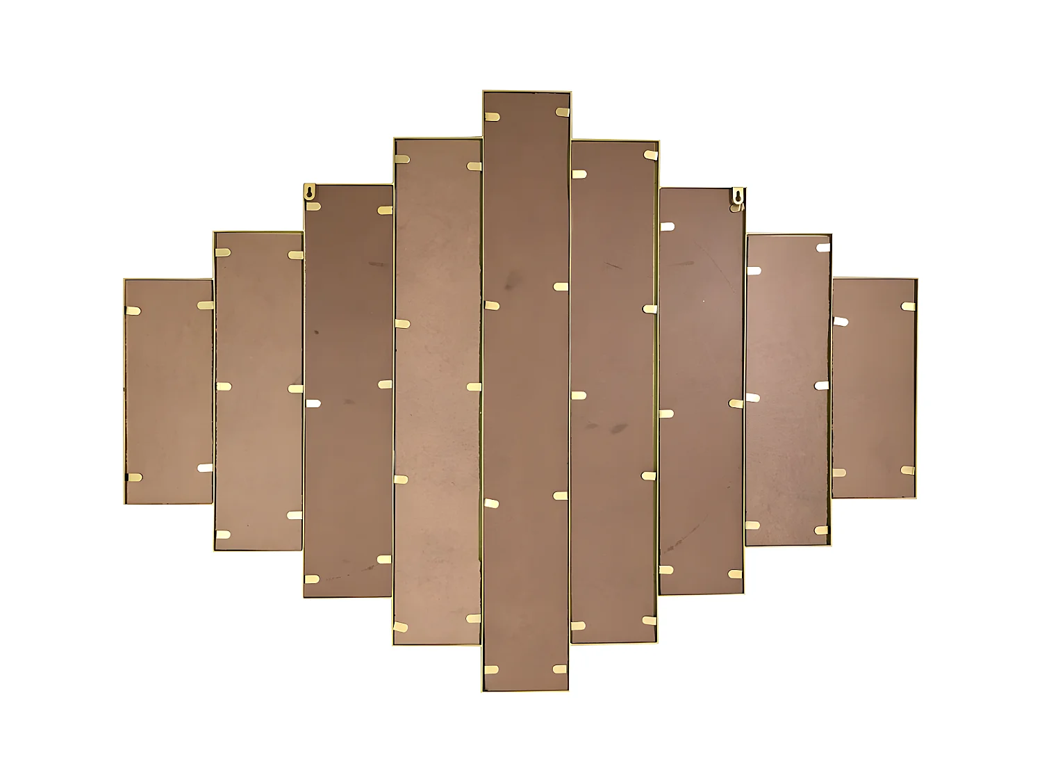 Miroir Art Deco symétrique en métal - L. 120 x H. 90 cm - Doré - GALICE