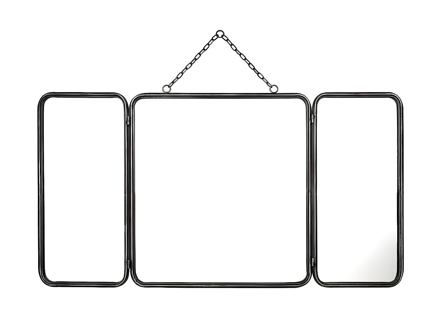 Espejo de barbero vintage CERRONE - Ancho 60 x Alt. 112 cm - Gris metálico