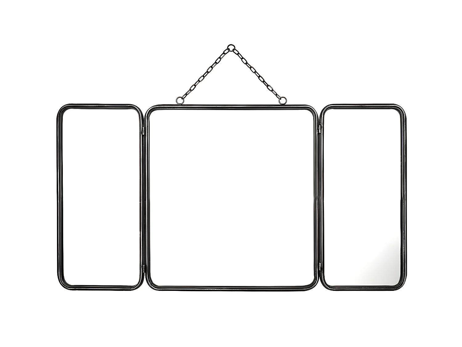 Vintage-spiegel in 3 delen CERONNE - B60 x H112 cm - Metaalgrijs
