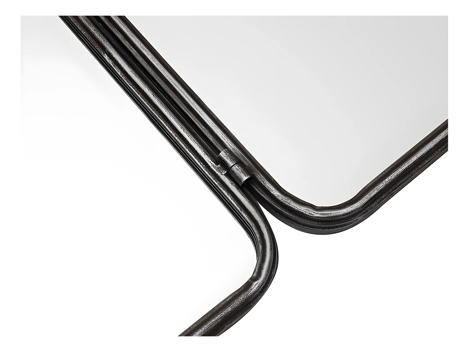 Miroir de barbier vintage en métal - L. 112 x H. 60 cm - Gris métallisé - CERRONE