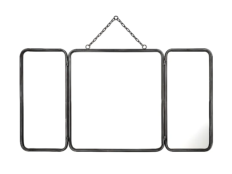 Lustro fryzjerskie vintage CERONE E - Dł. 60 x Wys. 112 cm - Szary metal