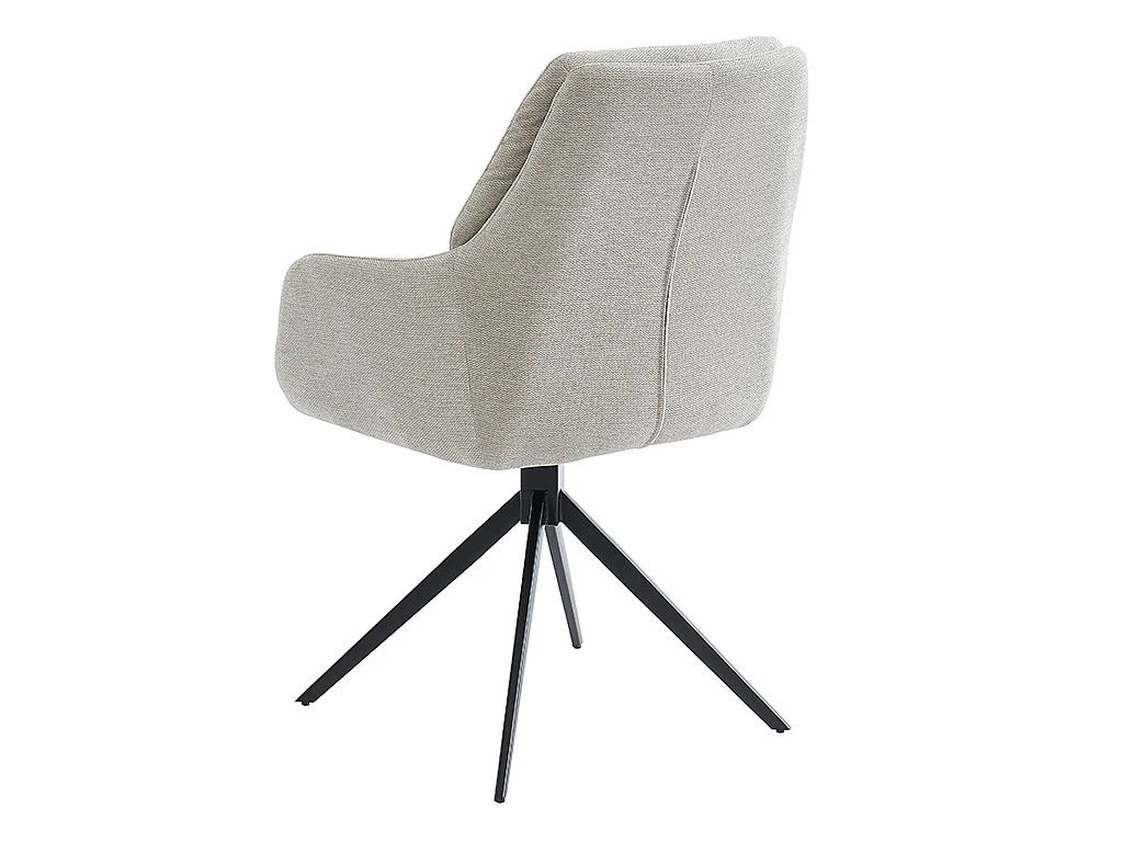Chaise avec accoudoirs DIMIA - Tissu et métal noir - Crème