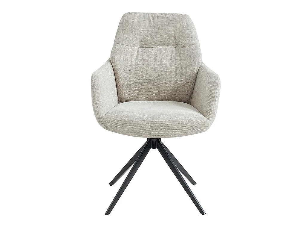 Chaise avec accoudoirs DIMIA - Tissu et métal noir - Crème