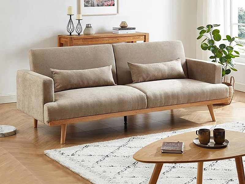 Schlafsofa Klappsofa 3-Sitzer - Stoff - Beige - ESME