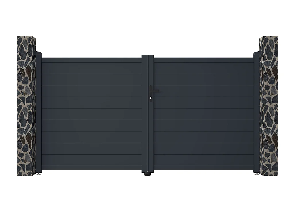 Portail électrique battant aluminium plein L305 x H166 cm anthracite - NAZARIO