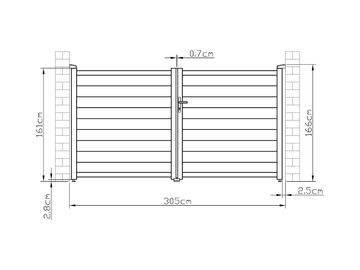 Gemotoriseerde draaipoort van aluminium antraciet - L305 x 166cm - NAZARIO
