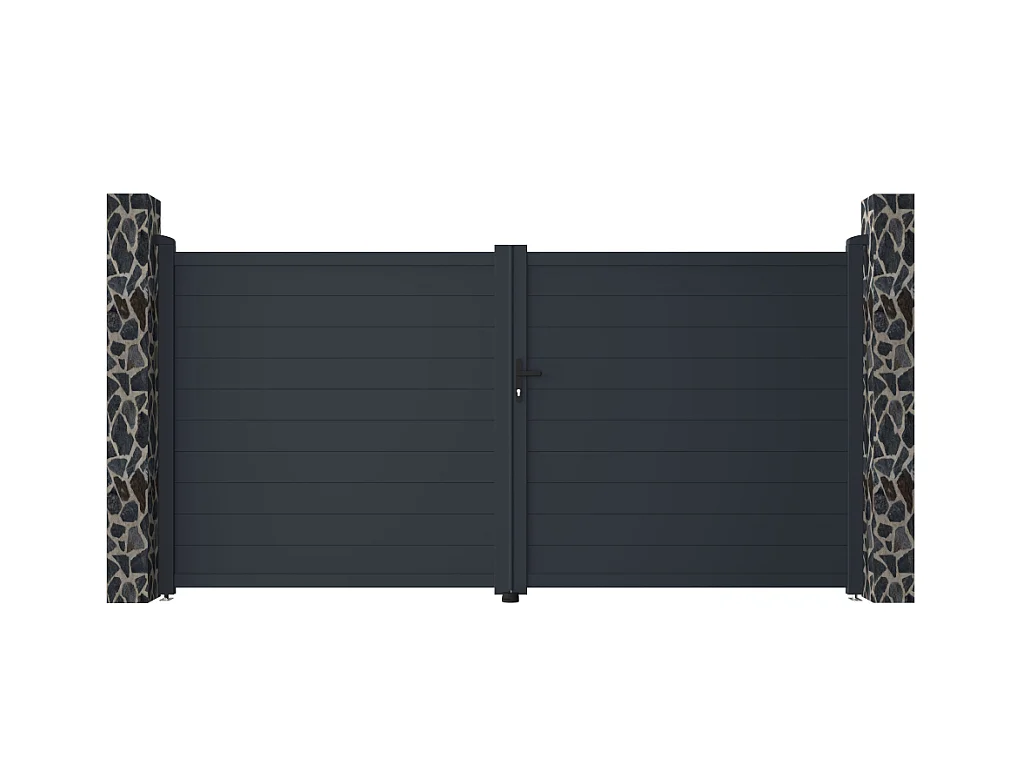 Portail électrique battant aluminium plein L355 x H181 cm anthracite - NAZARIO