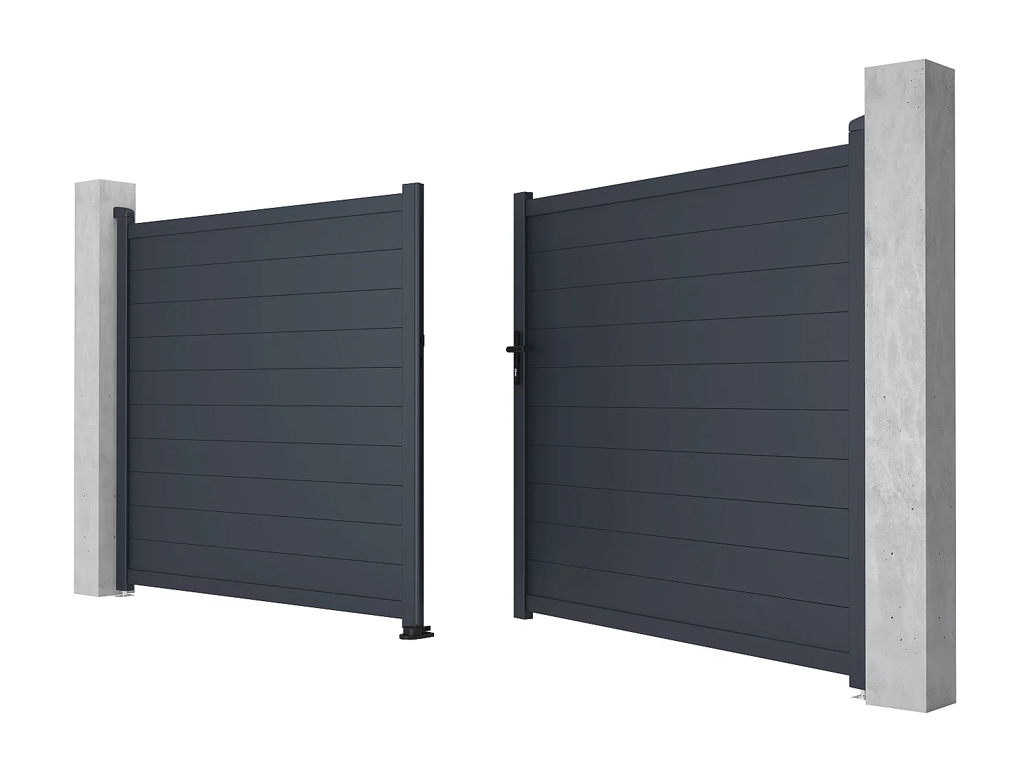 Portail électrique battant aluminium plein L355 x H181 cm anthracite - NAZARIO