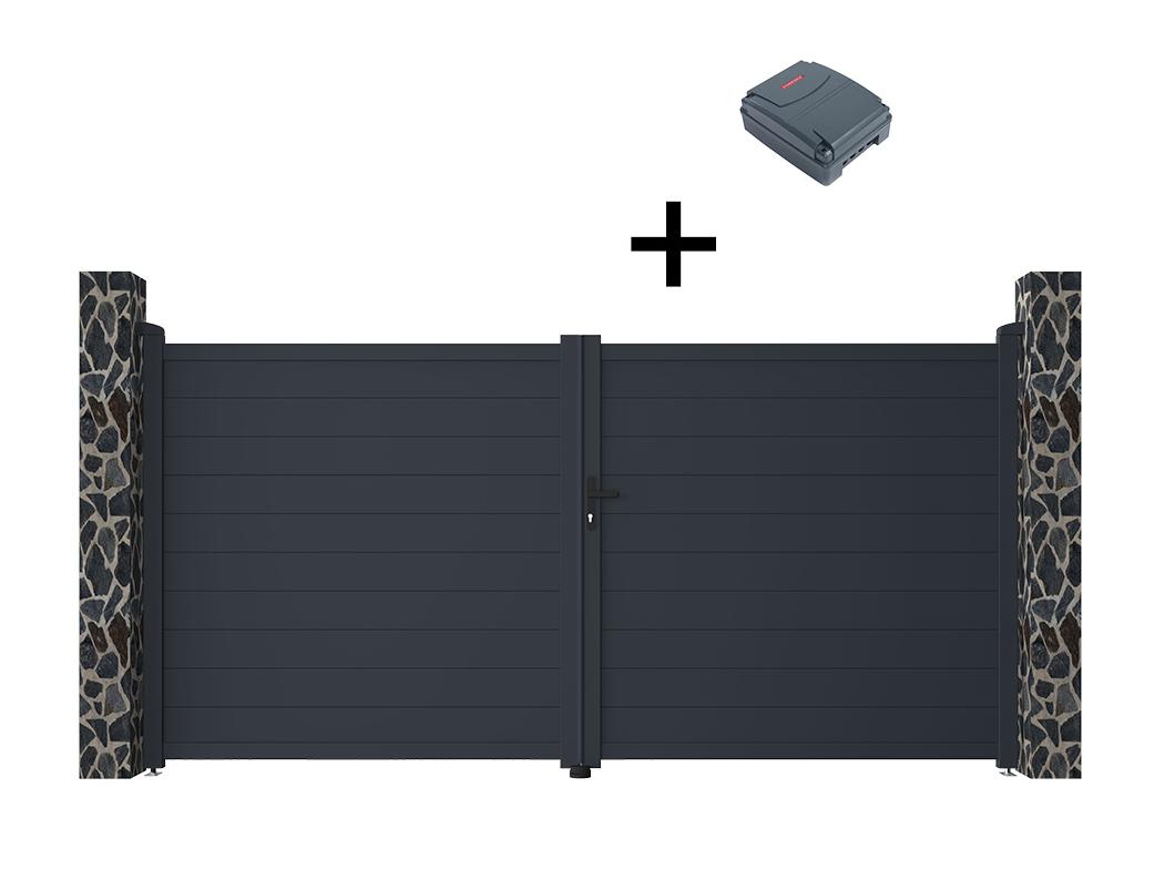 Gemotoriseerde draaipoort van aluminium antraciet - L355 x 181cm - NAZARIO