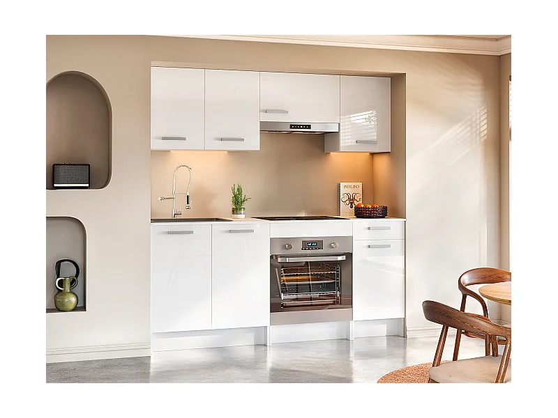 Cuisine complète - Avec plan de travail 180 cm - Blanc brillant - TRATTORIA