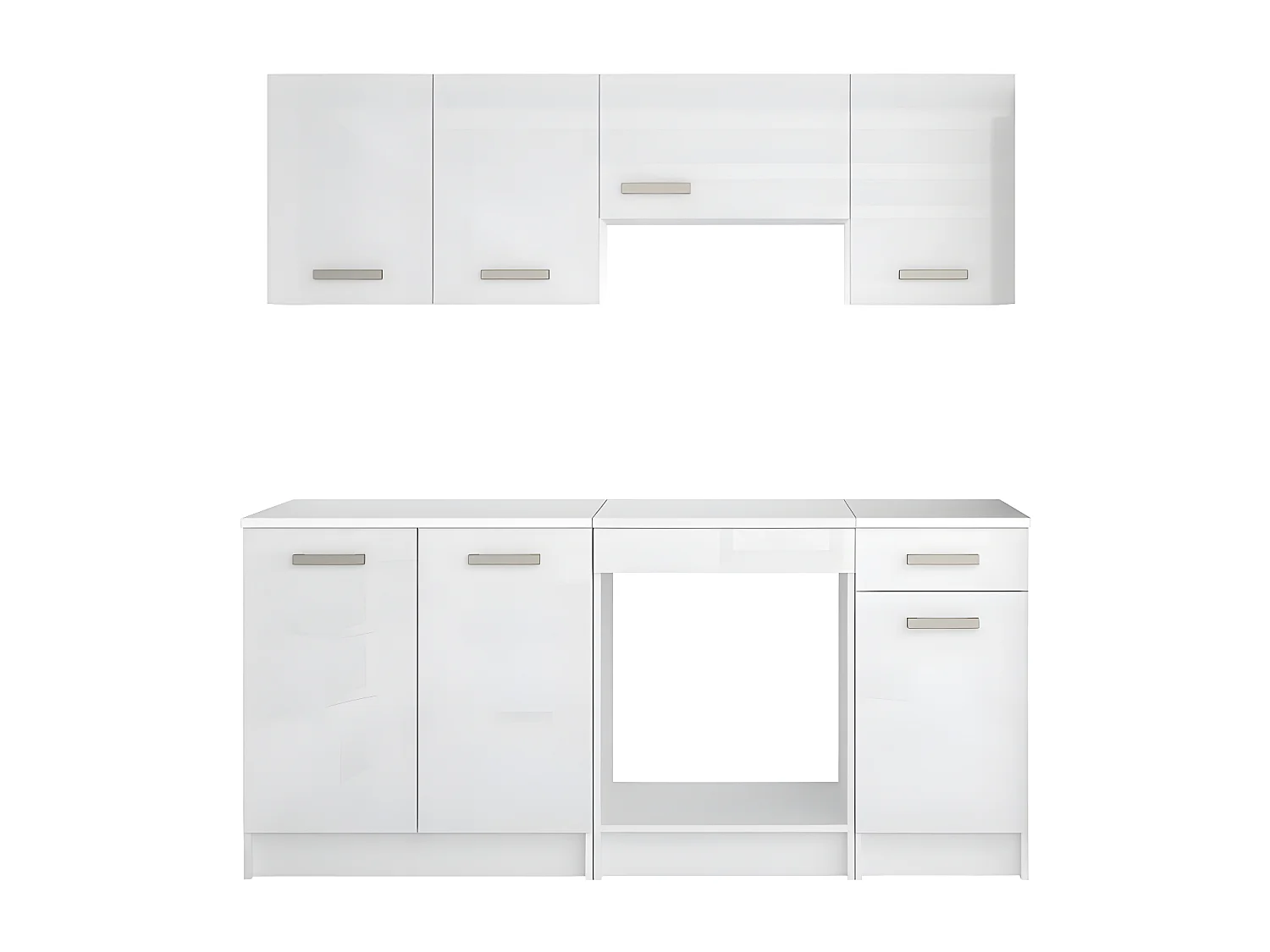 Küchenzeile - mit Arbeitsplatte 180 cm - Weiß glänzend - TRATTORIA