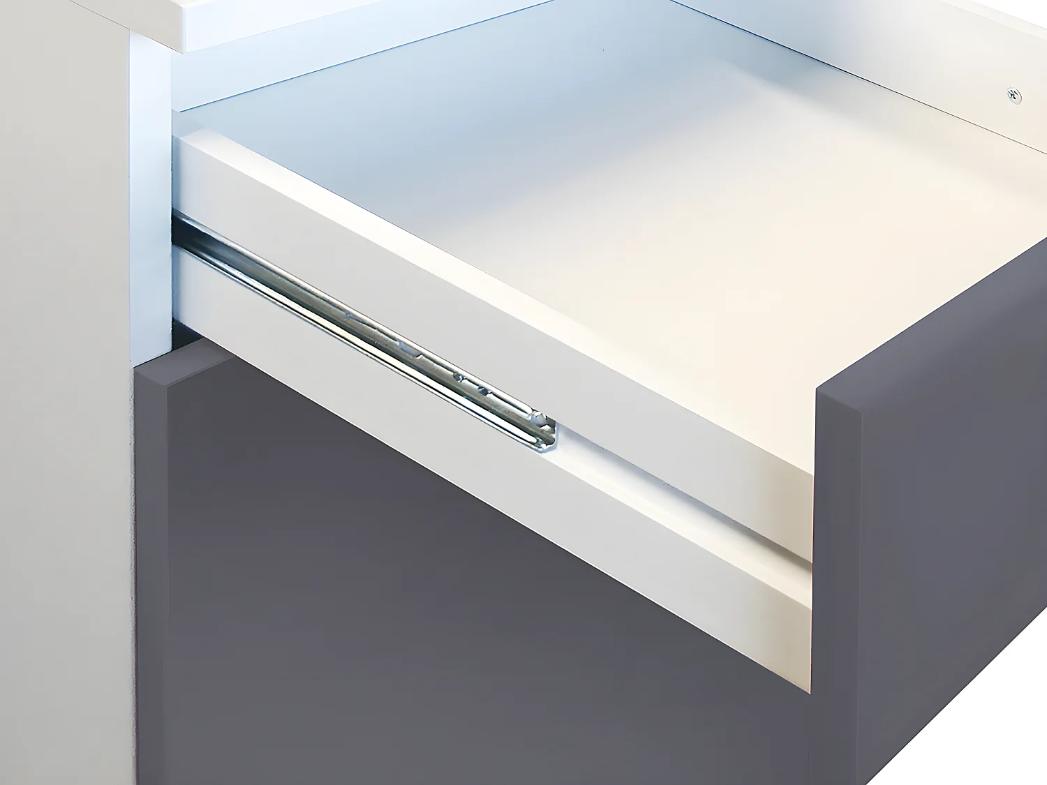 Komplet køkken - Med bordplade 180 cm - Skinnende grå og hvid - TRATTORIA