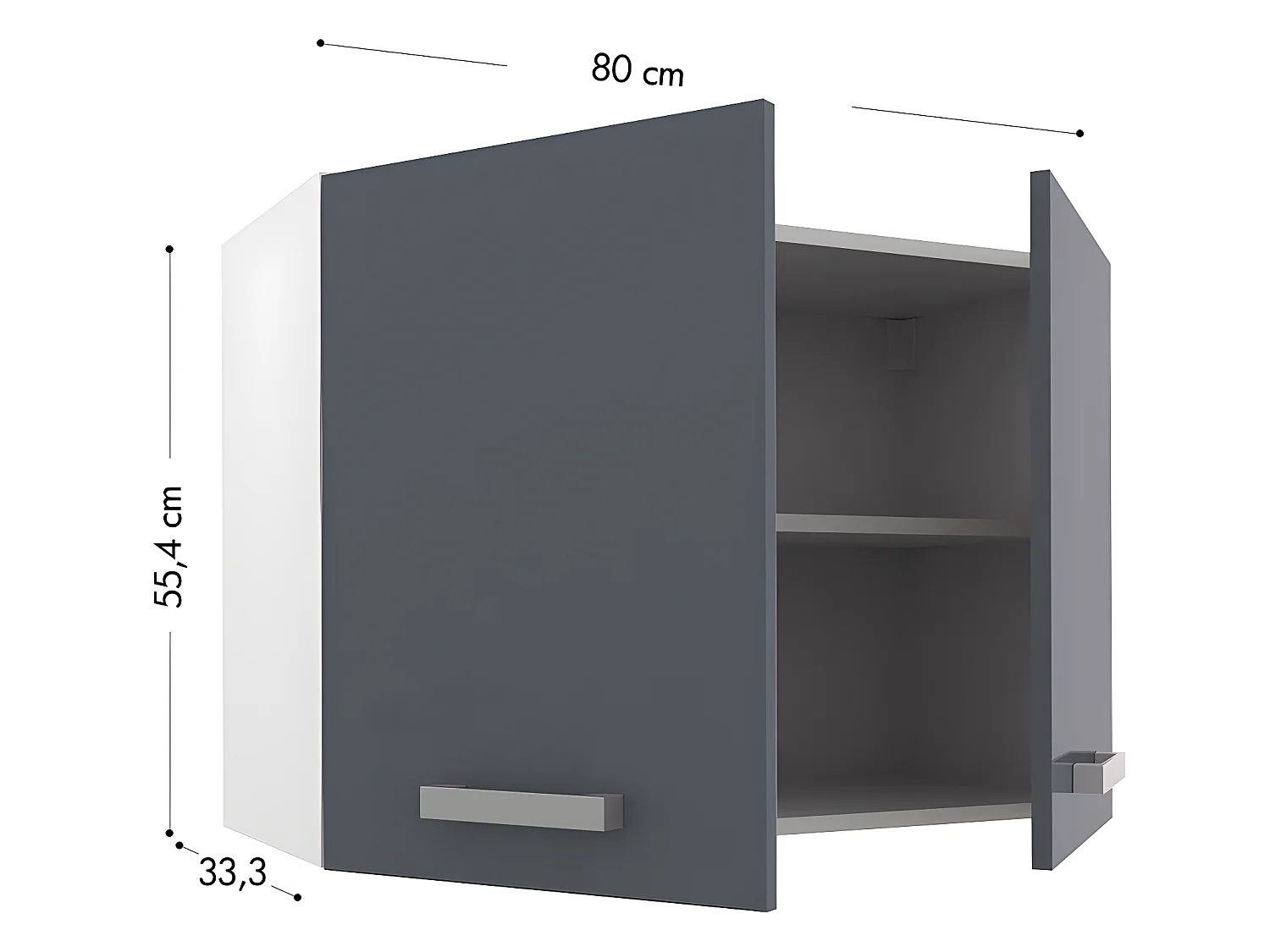 Komplet køkken - Med bordplade 180 cm - Skinnende grå og hvid - TRATTORIA