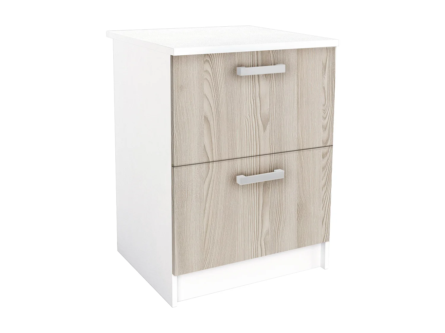 Keukenkast TRATTORIA - 1 laag meubel en 1 hoog meubel - Eiken en wit