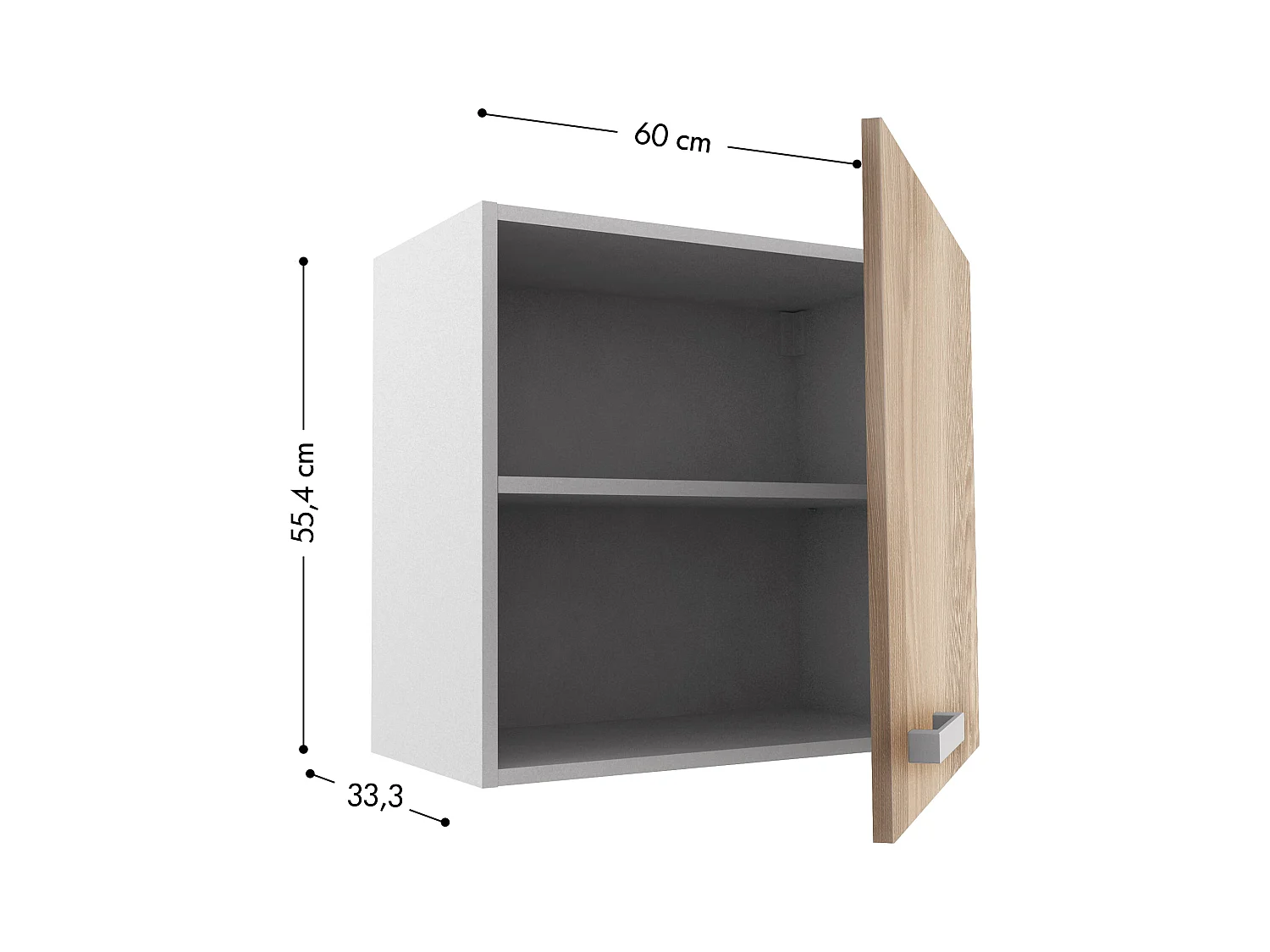 Caissons de cuisine - 1 meuble bas & 1 meuble haut - 2 tiroirs & 1 porte - Naturel clair & Blanc - TRATTORIA