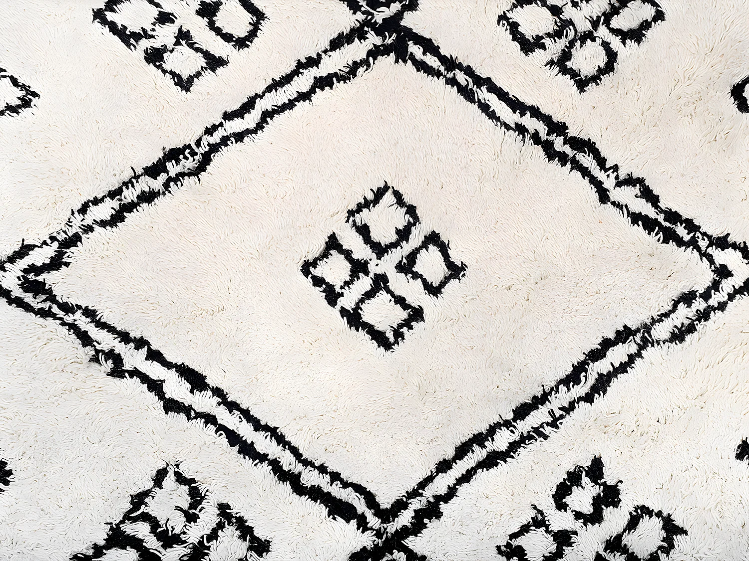 Tapis berbère rond 100% laine - D. 200 cm - Noir et Ivoire - MARCEAU