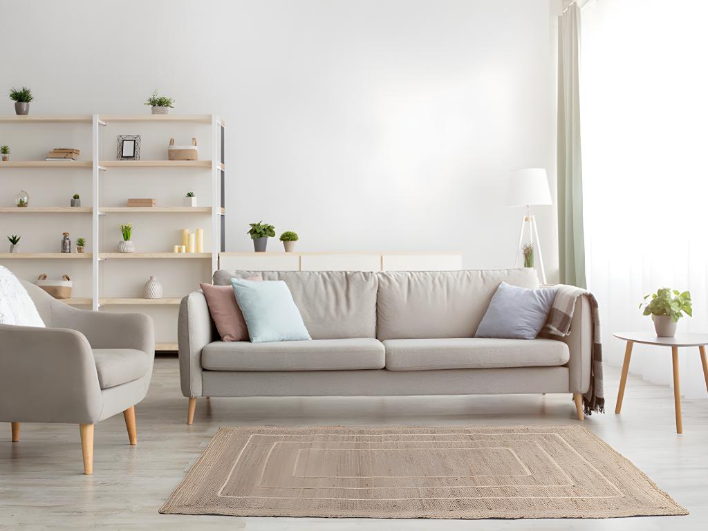 Teppich handgewebt - 160 x 230 cm - Jute - Naturfarben - NAIDA günstig online kaufen