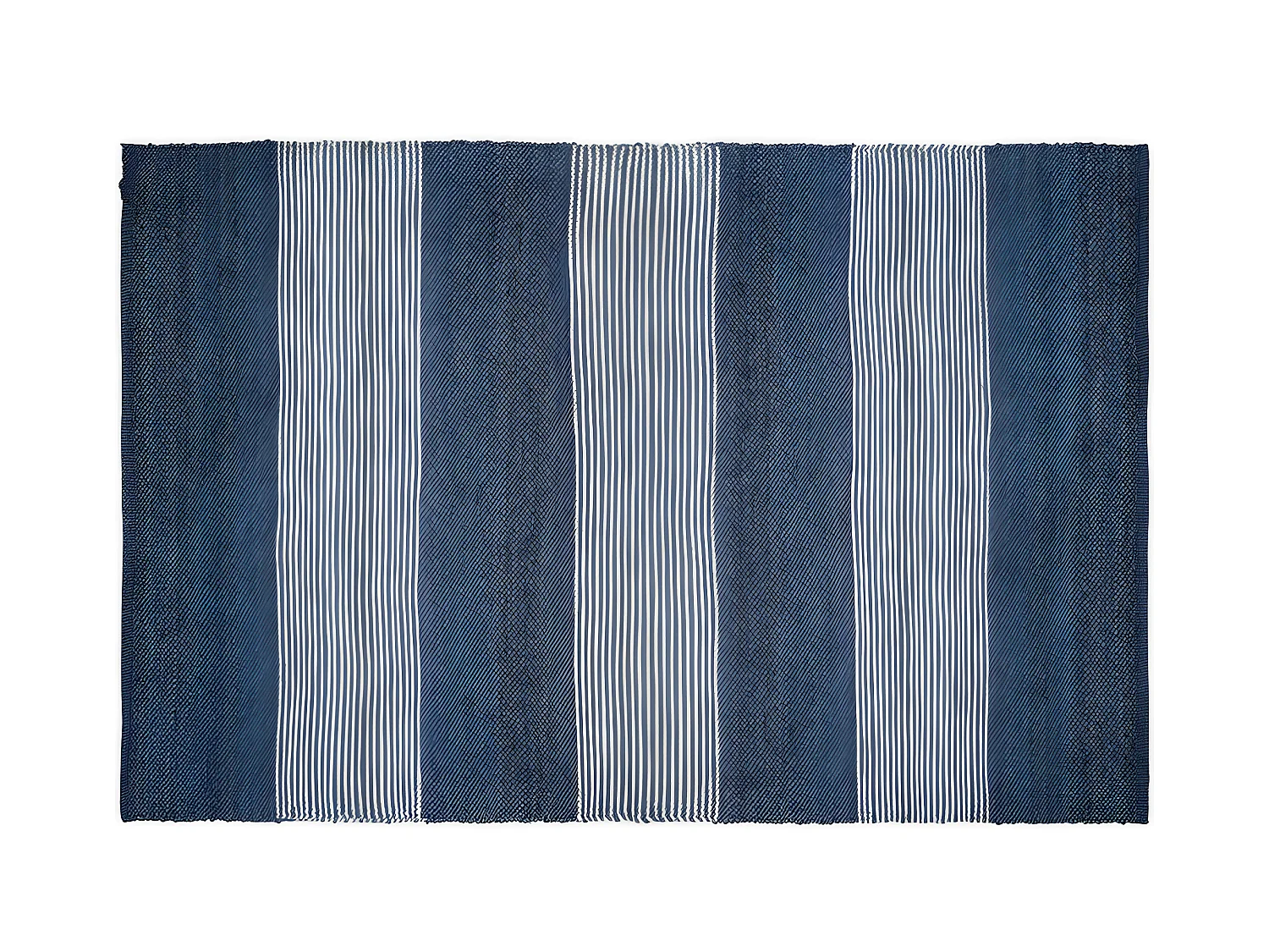 Tapis en jute tissé à la main KOCHI - 160 x 230 cm - Bleu marine et blanc