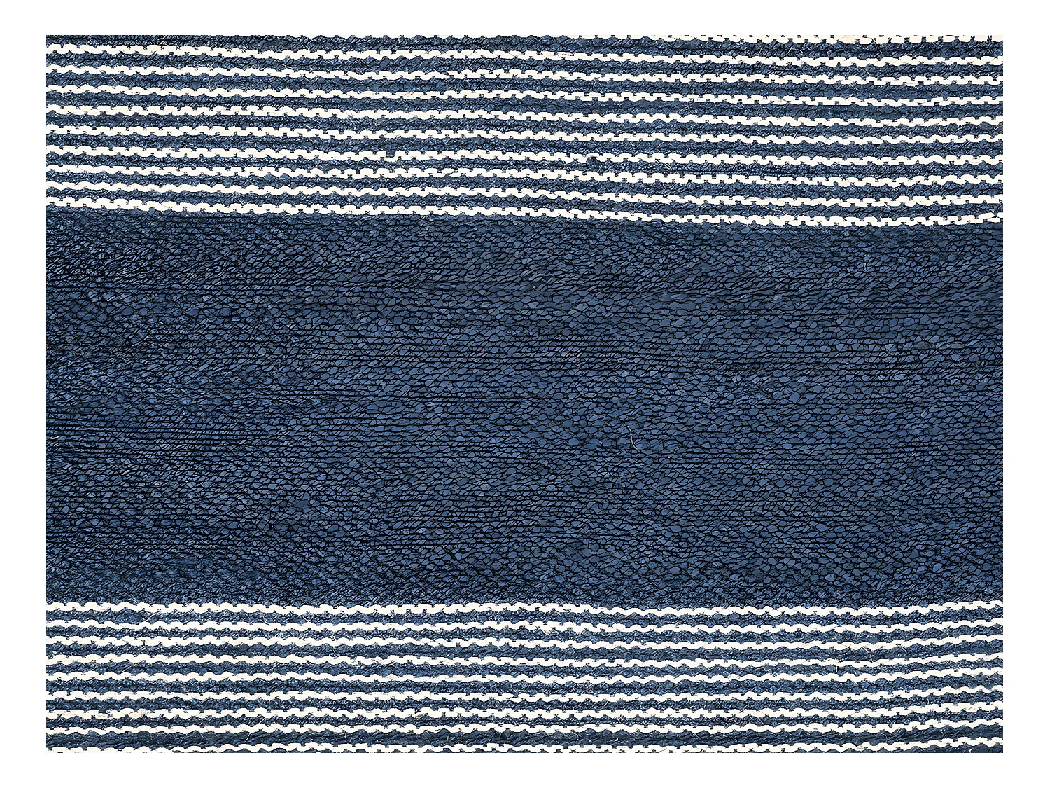 Alfombra de yute tejida a mano KOCHI - 160 x 230 cm - Azul marino y blanco