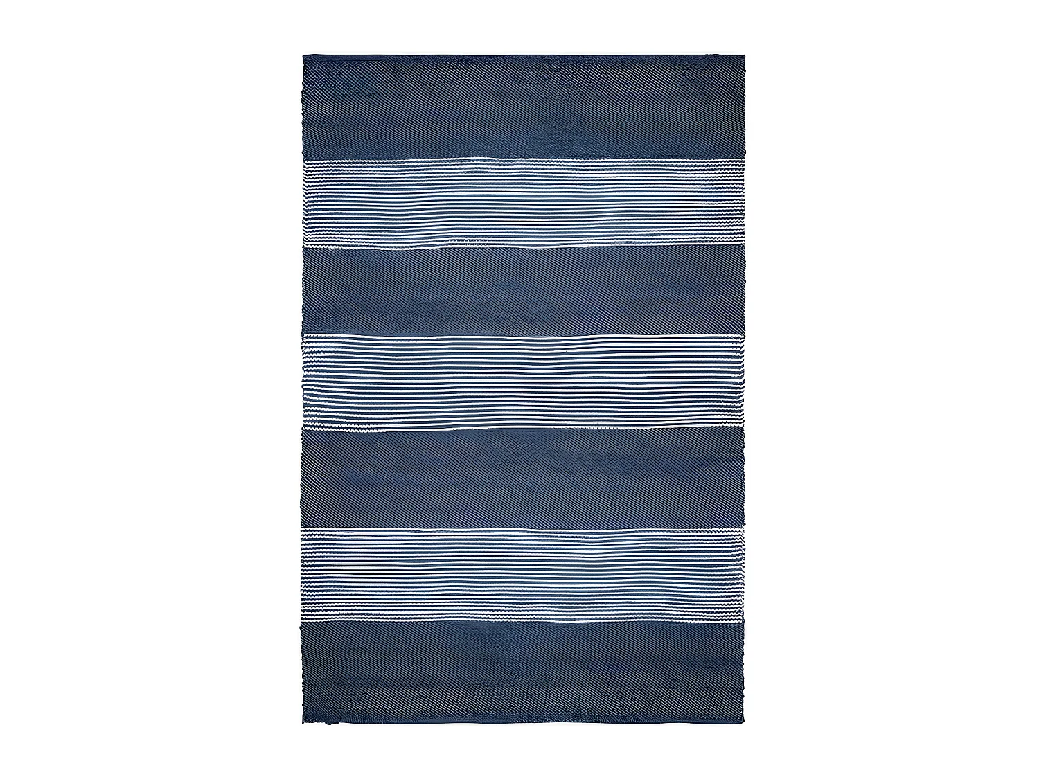 Alfombra de yute tejida a mano KOCHI - 160 x 230 cm - Azul marino y blanco