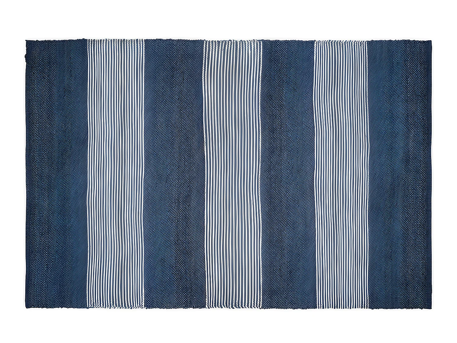 Handgeweven jute tapijt KOCHI - 160 x 230 cm - Donkerblauw en wit