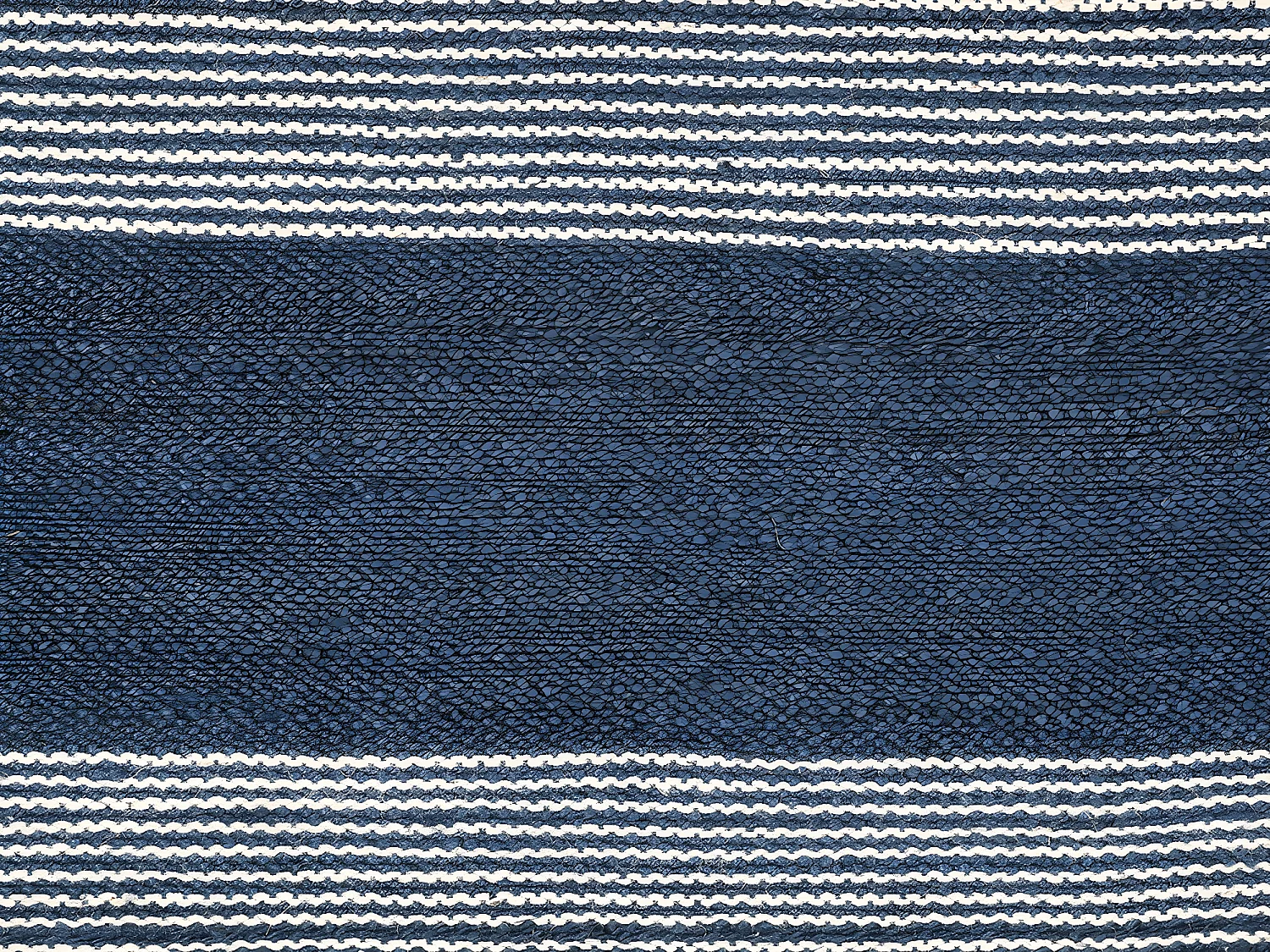Tapis en jute tissé à la main KOCHI - 200 x 290 cm - Bleu marine et blanc