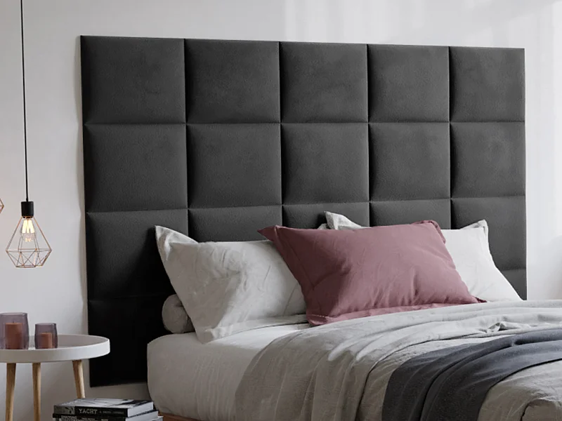 Wandpaneel Bett-Kopfteil - 200 cm - Samt - Grau - BARTEL von Pascal Morabito