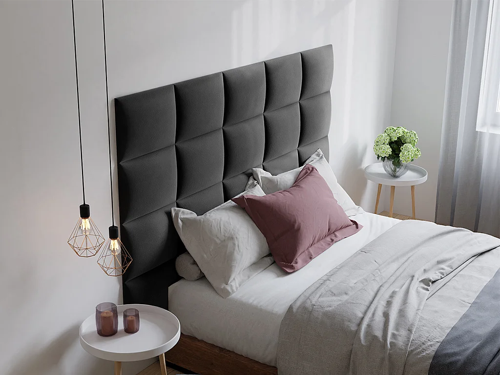 Panneaux muraux tête de lit - 200 cm - Velours - Gris - BARTEL de Pascal Morabito