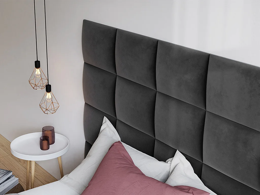 Panneaux muraux tête de lit - 200 cm - Velours - Gris - BARTEL de Pascal Morabito