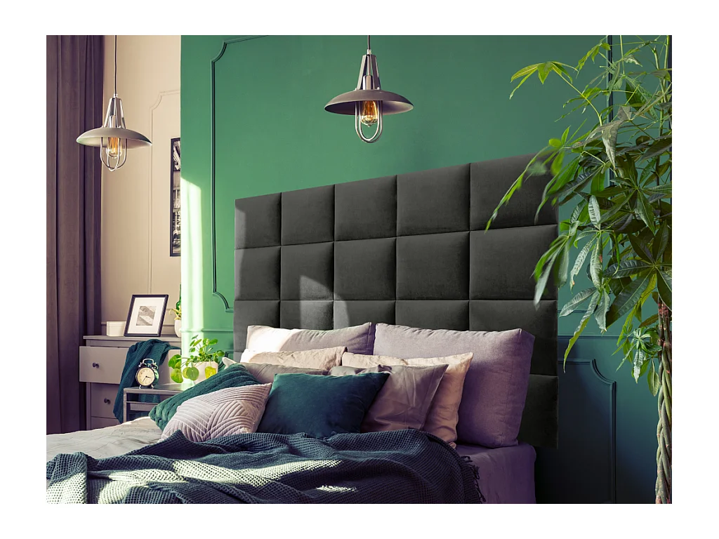 Panneaux muraux tête de lit - 200 cm - Velours - Gris - BARTEL de Pascal Morabito