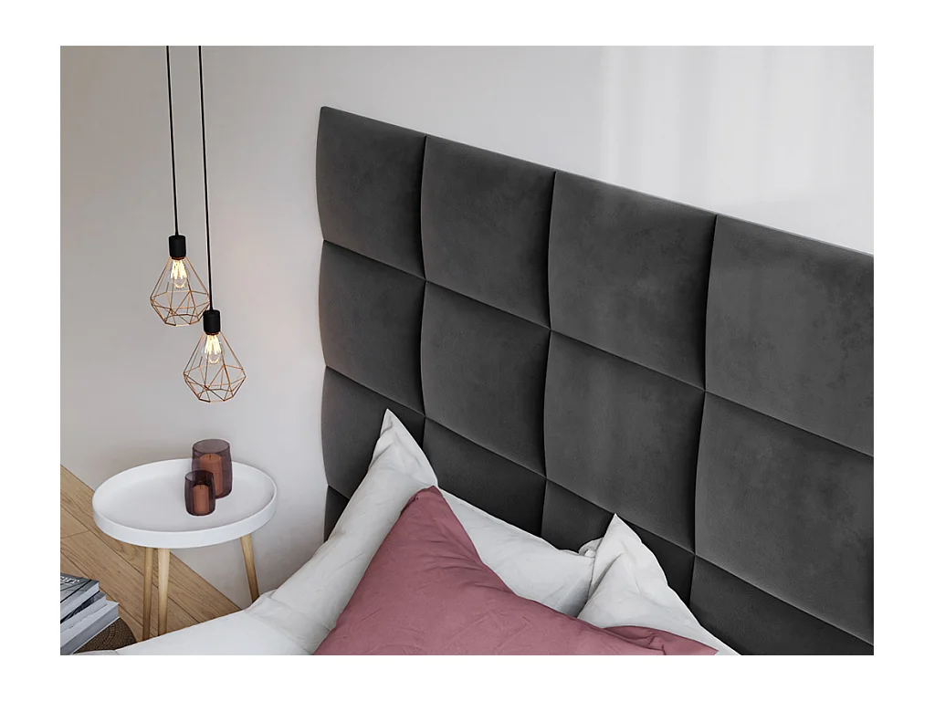 Panneaux muraux tête de lit - 200 cm - Velours - Gris - BARTEL de Pascal Morabito