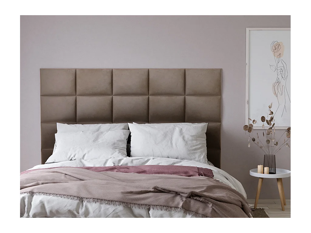 Pannello da parete testata 200 cm Velluto Beige - BARTEL di Pascal Morabito