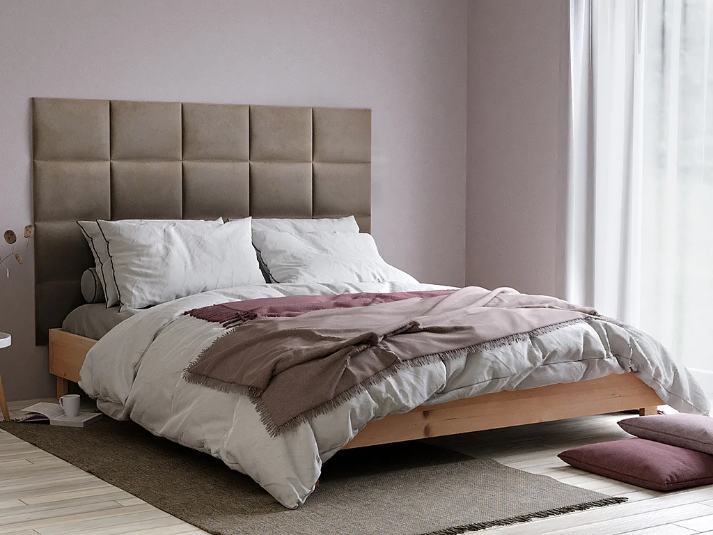 Pannello da parete testata 200 cm Velluto Beige - BARTEL di Pascal Morabito