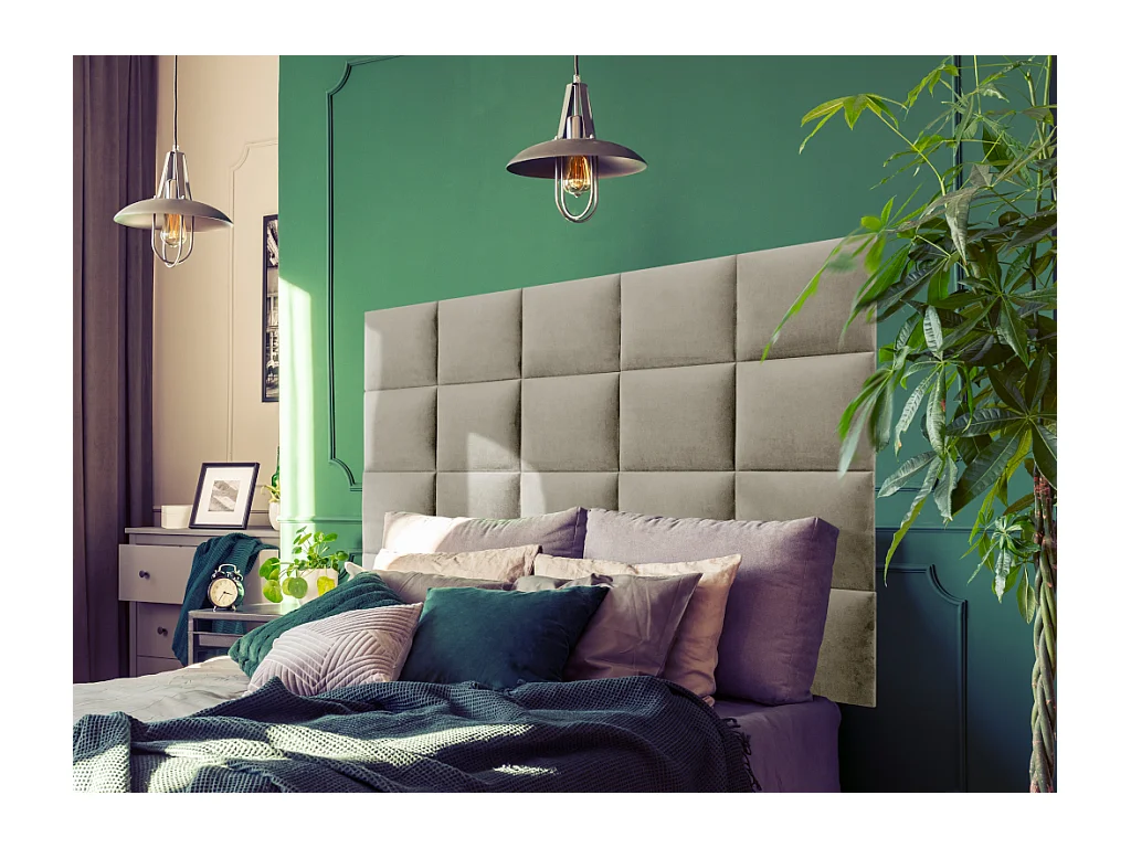 Panneaux muraux tête de lit - 200 cm - Velours - Beige - BARTEL de Pascal Morabito