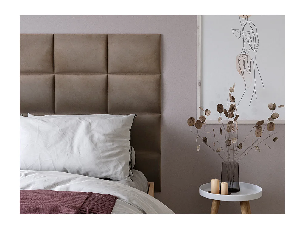 Panneaux muraux tête de lit - 200 cm - Velours - Beige - BARTEL de Pascal Morabito