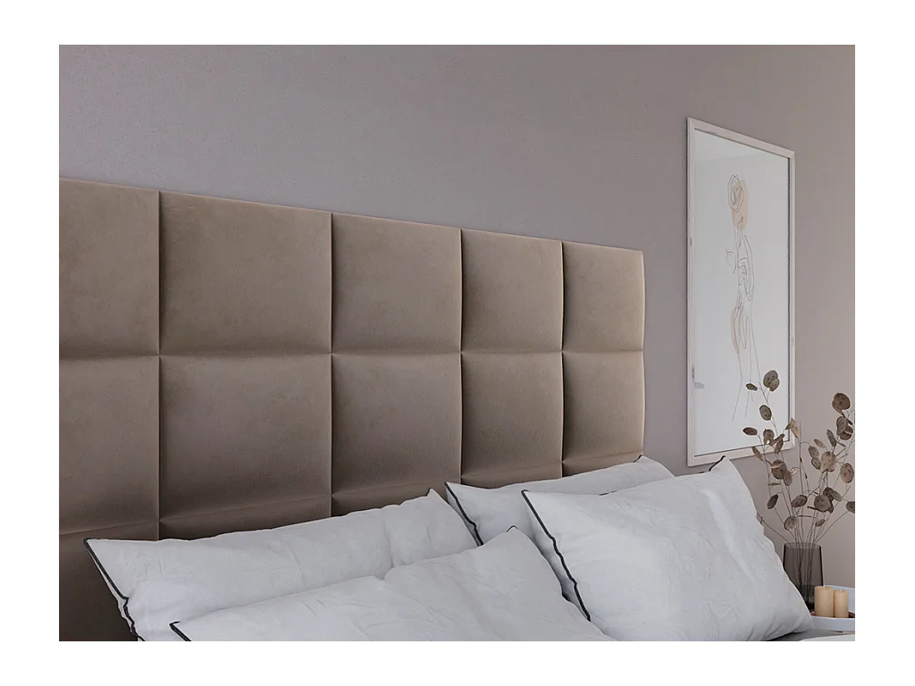 Panneaux muraux tête de lit - 200 cm - Velours - Beige - BARTEL de Pascal Morabito