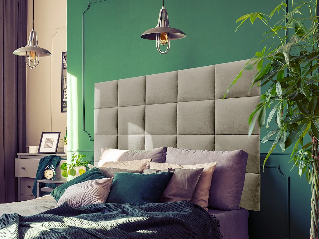 Panneaux muraux tête de lit - 200 cm - Velours - Beige - BARTEL de Pascal Morabito