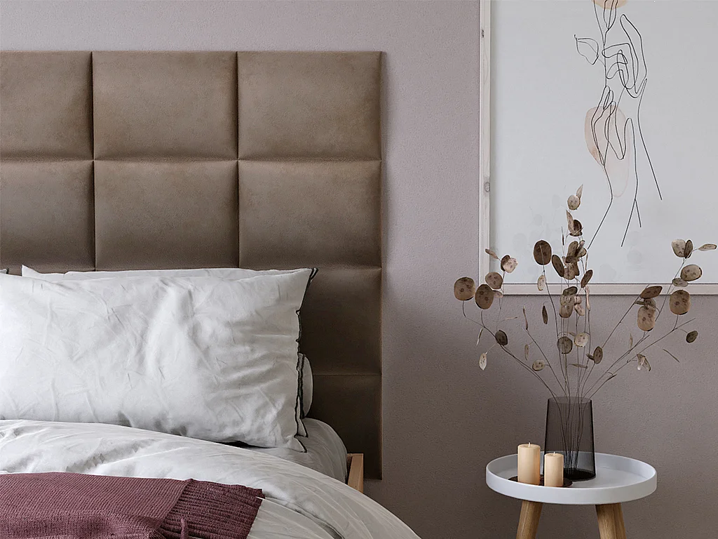 Panneaux muraux tête de lit - 200 cm - Velours - Beige - BARTEL de Pascal Morabito