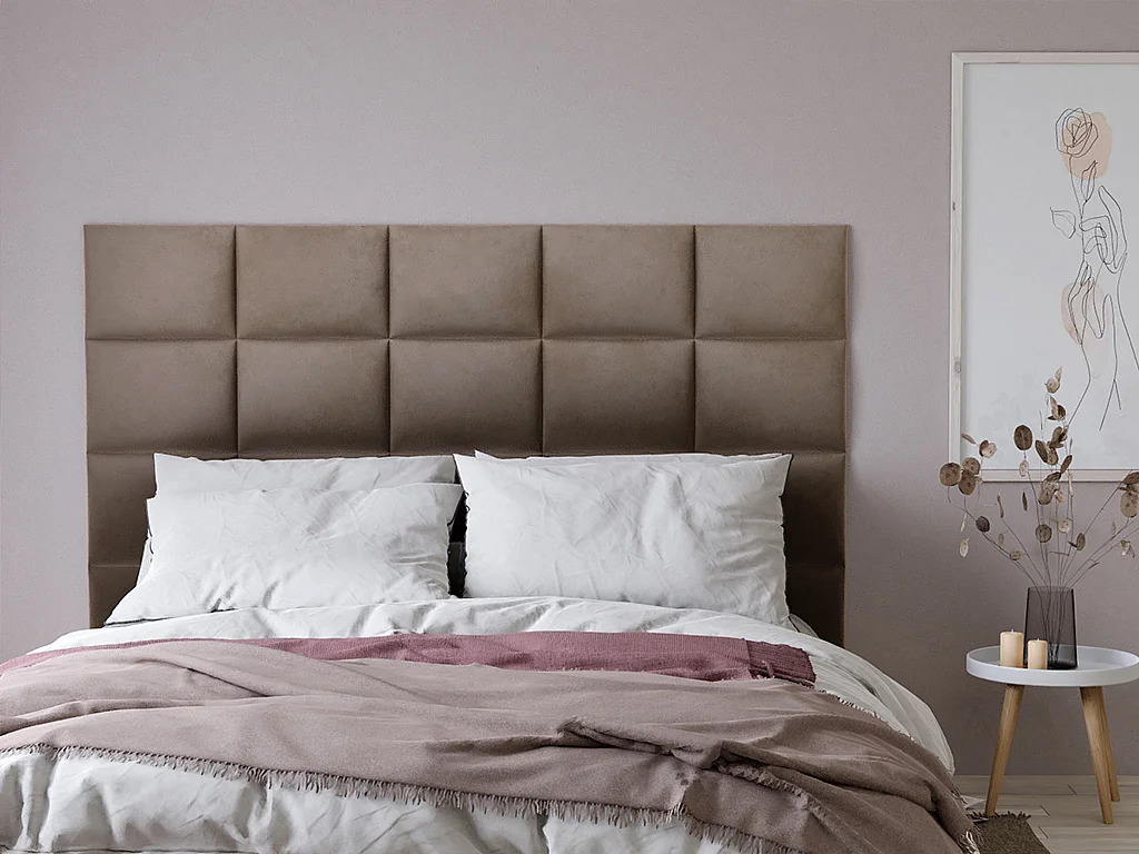 Panneaux muraux tête de lit - 200 cm - Velours - Beige - BARTEL de Pascal Morabito