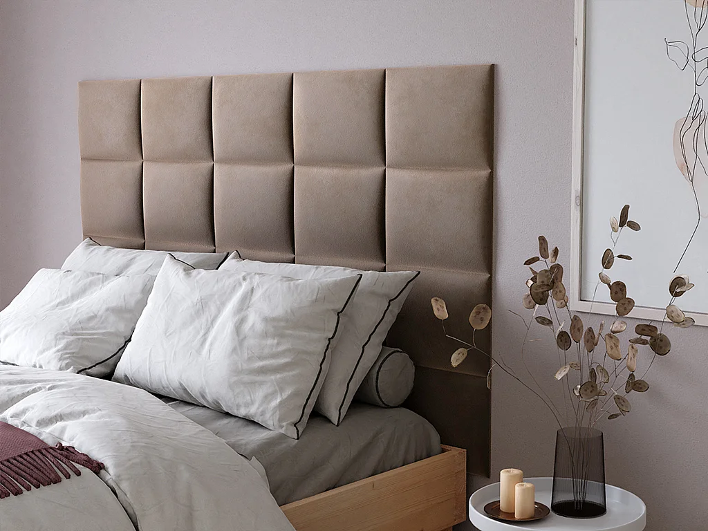 Panneaux muraux tête de lit - 200 cm - Velours - Beige - BARTEL de Pascal Morabito