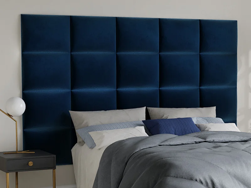 Wandpaneel Bett-Kopfteil - 200 cm - Samt - Blau - BARTEL von Pascal Morabito