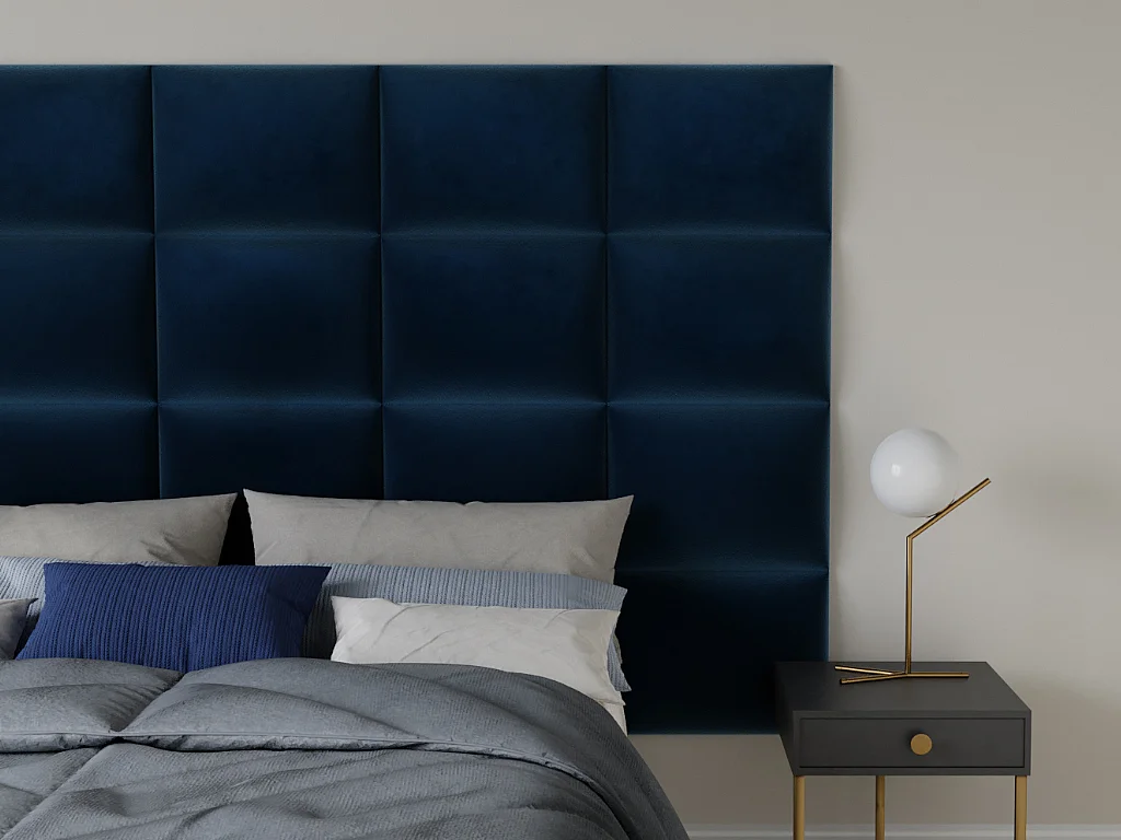 Panneaux muraux tête de lit - 200 cm - Velours - Bleu - BARTEL de Pascal Morabito