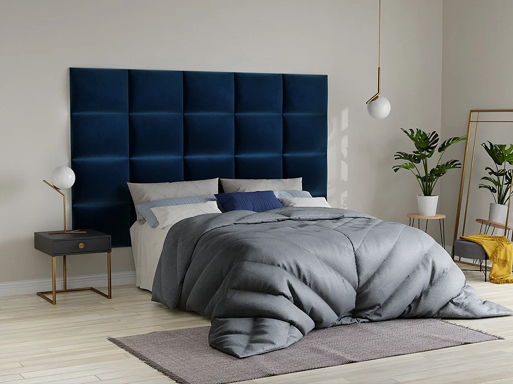 Panneaux muraux tête de lit - 200 cm - Velours - Bleu - BARTEL de Pascal Morabito